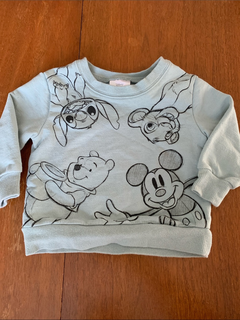 🫐3/$30 Disney Pale Blue Kids Sweatshirt with Classic Character Sketches